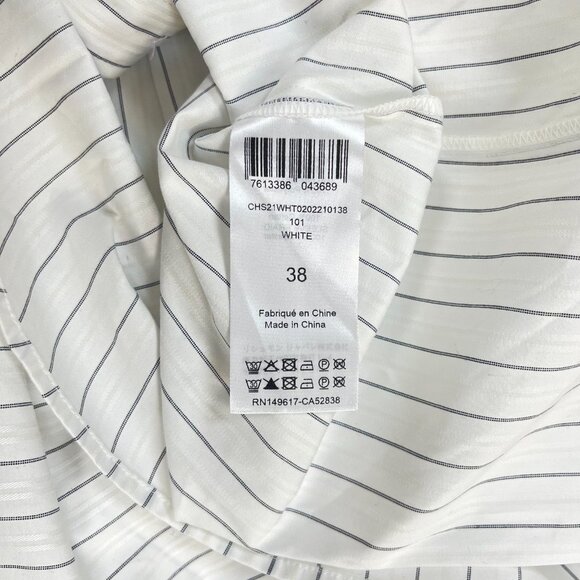 NWOT SEE BY CHLOÉ Embroidery Floral Tie-Neck Stripe Blouse Sz 38/6 Long Sleeves - Picture 10 of 13